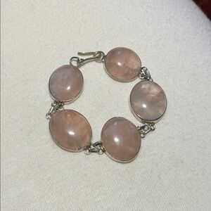 Elegant Silver and Rose Quartz Bracelet